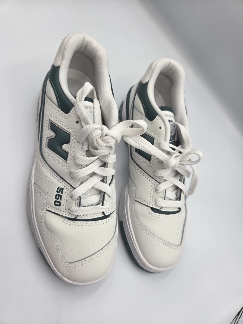 New Balance Women's 550 Retro White and Dark Green Sneakers